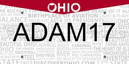 ADAM17 Ohio License Plate