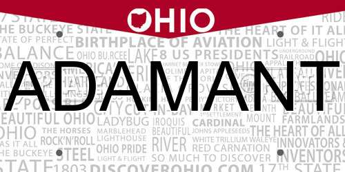 ADAMANT Ohio License Plate
