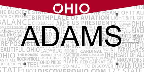 ADAMS Ohio License Plate
