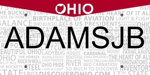 ADAMSJB Ohio License Plate