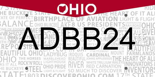 ADBB24 Ohio License Plate
