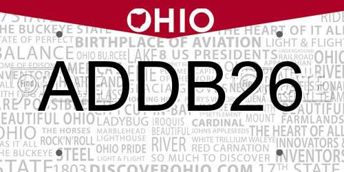 ADDB26 Ohio License Plate