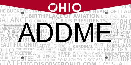 ADDME Ohio License Plate