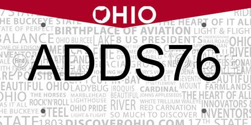 ADDS76 Ohio License Plate