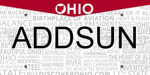 ADDSUN Ohio License Plate