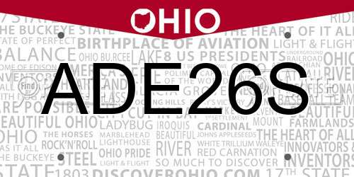 ADE26S Ohio License Plate