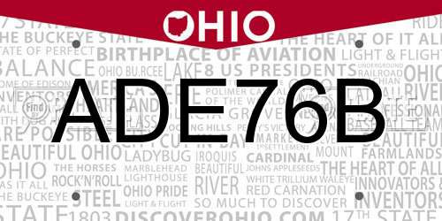 ADE76B Ohio License Plate