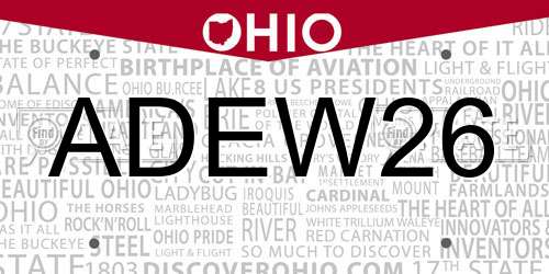 ADEW26 Ohio License Plate