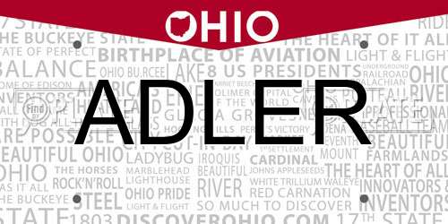 ADLER Ohio License Plate