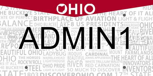 ADMIN1 Ohio License Plate