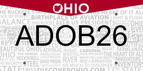 ADOB26 Ohio License Plate