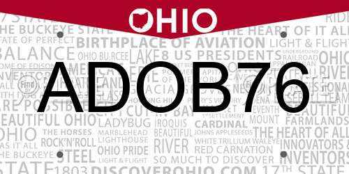 ADOB76 Ohio License Plate