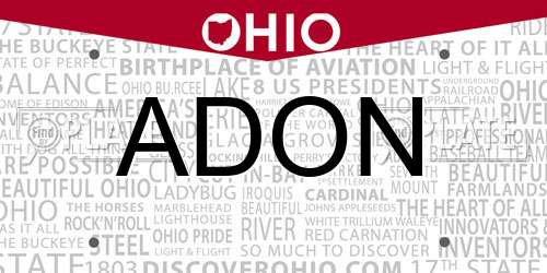 ADON Ohio License Plate
