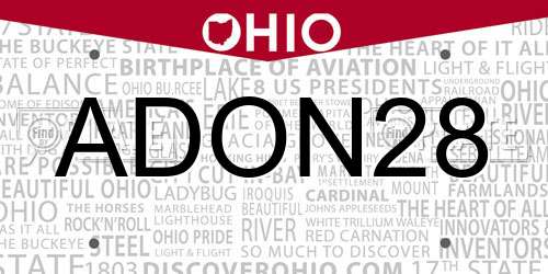 ADON28 Ohio License Plate