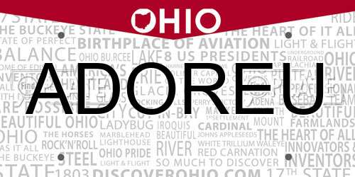ADOREU Ohio License Plate