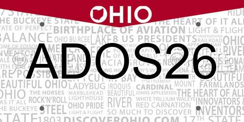 ADOS26 Ohio License Plate