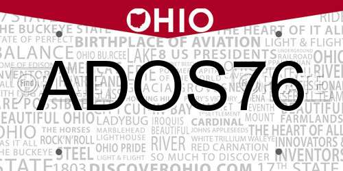 ADOS76 Ohio License Plate