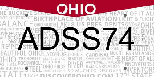 ADSS74 Ohio License Plate