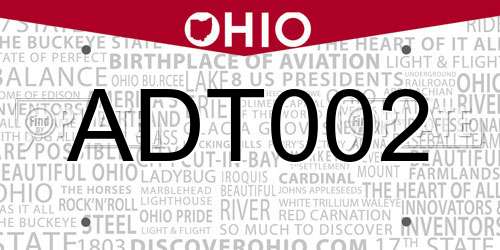 ADT002 Ohio License Plate
