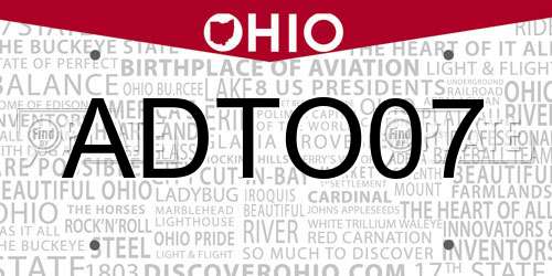 ADTO07 Ohio License Plate