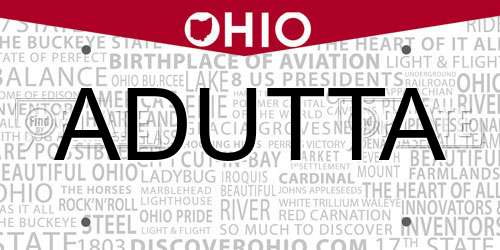 ADUTTA Ohio License Plate