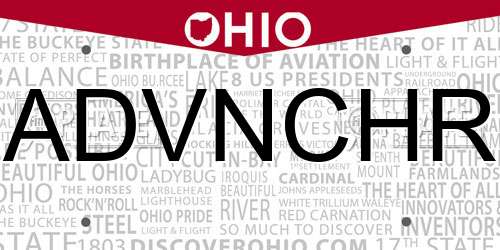 ADVNCHR Ohio License Plate