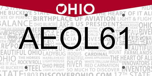AEOL61 Ohio License Plate