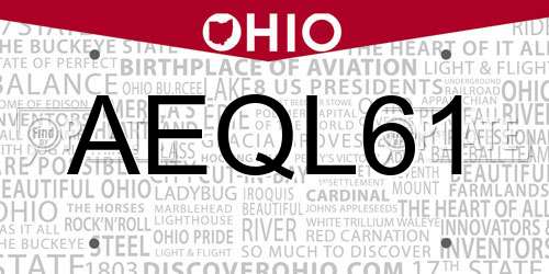 AEQL61 Ohio License Plate