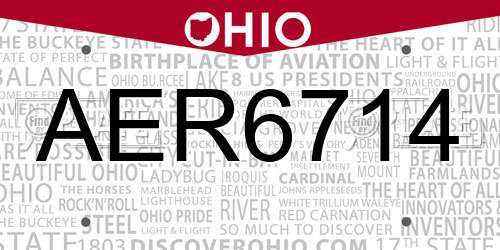 AER6714 Ohio License Plate