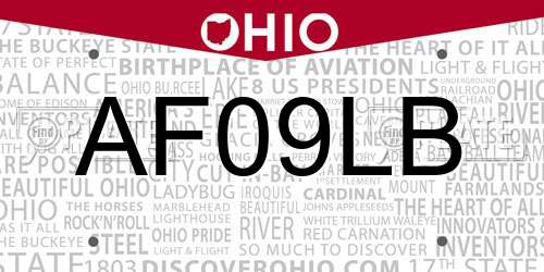 AF09LB Ohio License Plate