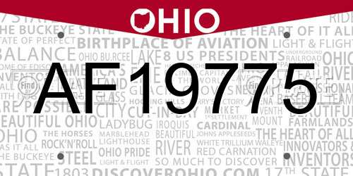 AF19775 Ohio License Plate