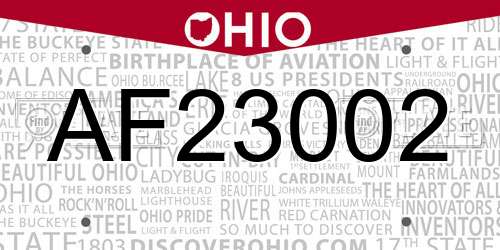 AF23002 Ohio License Plate