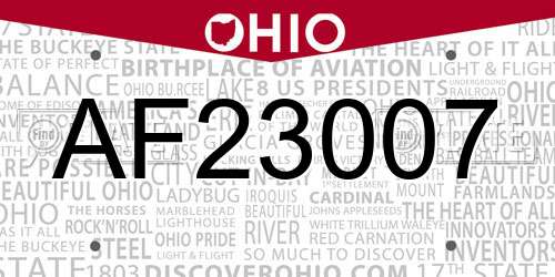 AF23007 Ohio License Plate