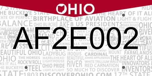 AF2E002 Ohio License Plate