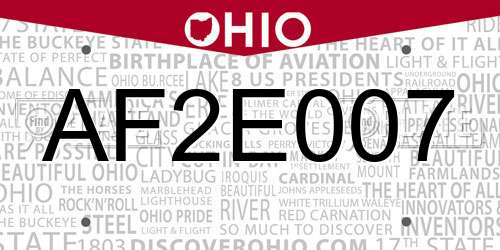 AF2E007 Ohio License Plate