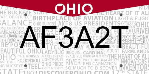 AF3A2T Ohio License Plate
