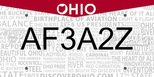 AF3A2Z Ohio License Plate