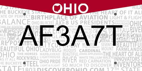 AF3A7T Ohio License Plate