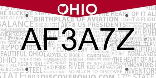 AF3A7Z Ohio License Plate