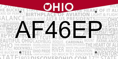 AF46EP Ohio License Plate