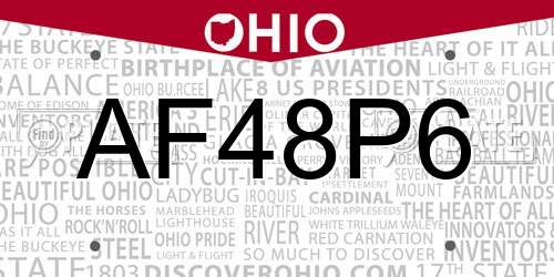 AF48P6 Ohio License Plate
