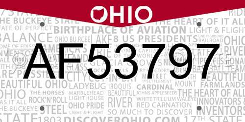AF53797 Ohio License Plate