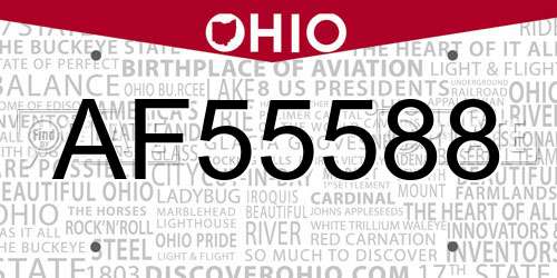 AF55588 Ohio License Plate