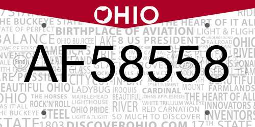 AF58558 Ohio License Plate