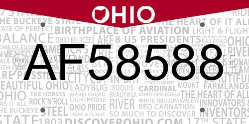 AF58588 Ohio License Plate