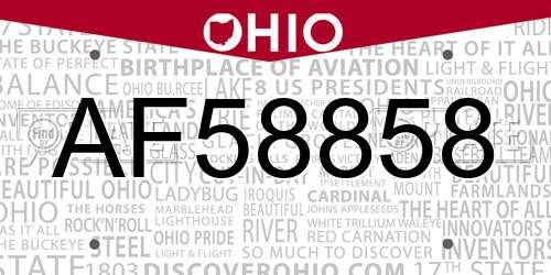 AF58858 Ohio License Plate