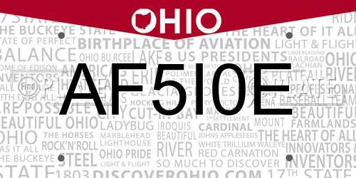 AF5I0E Ohio License Plate