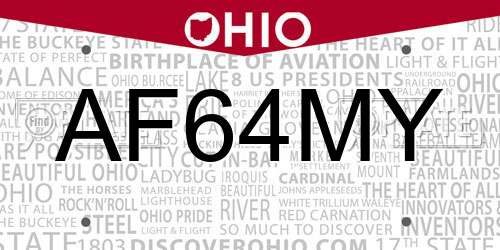 AF64MY Ohio License Plate