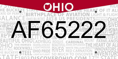 AF65222 Ohio License Plate