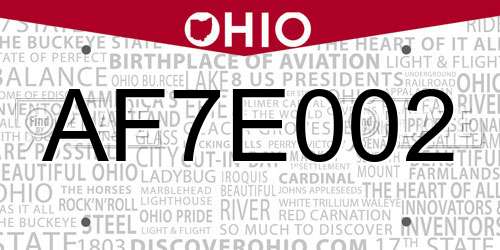 AF7E002 Ohio License Plate